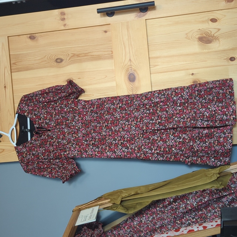 Aqua golden leaf/ floral dress, perfect for a summer wedding/date